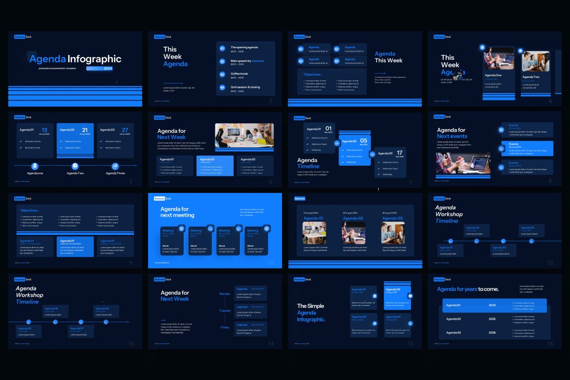 议程信息图表主题演讲PPT模版 (PPTX)