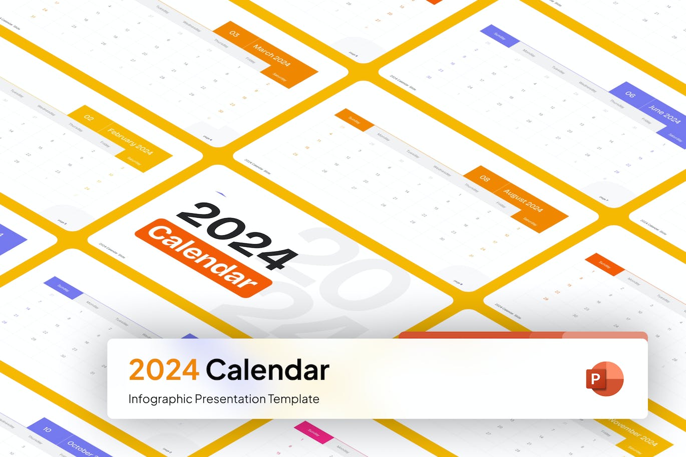 2024 年日历 PPT模版 (PPTX)