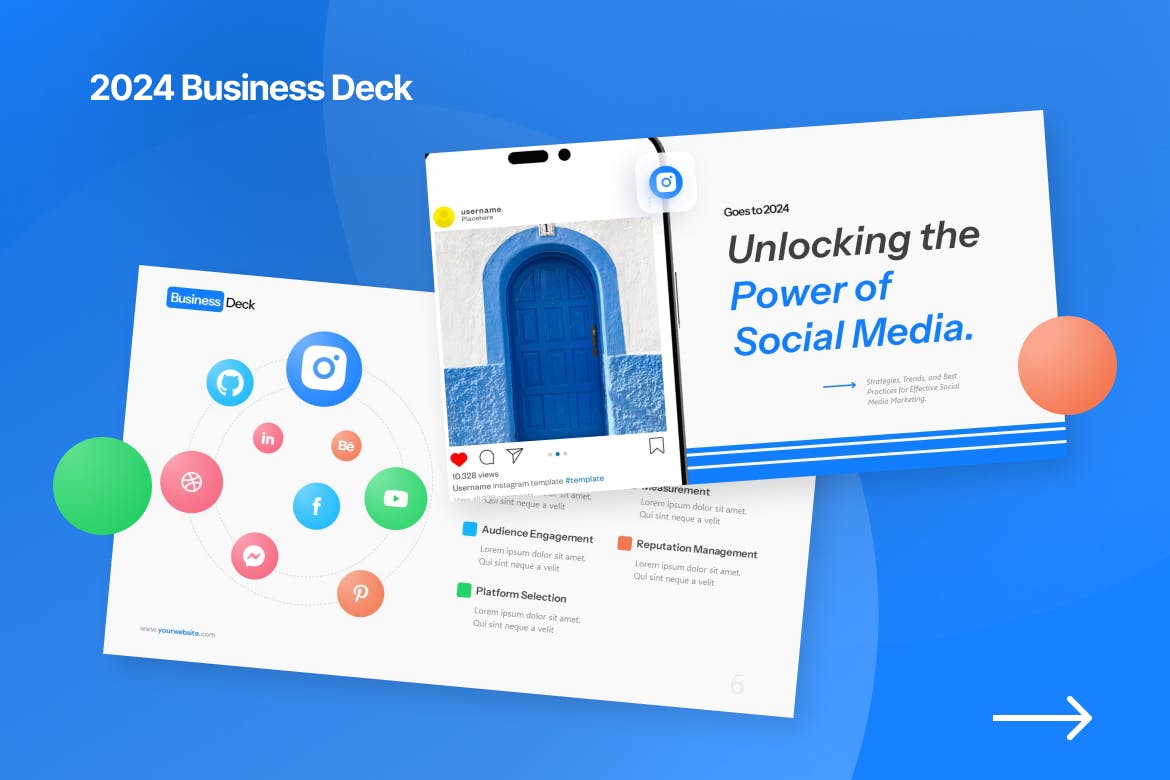 社交媒体和 SEO 图PPT模版 (PPTX)