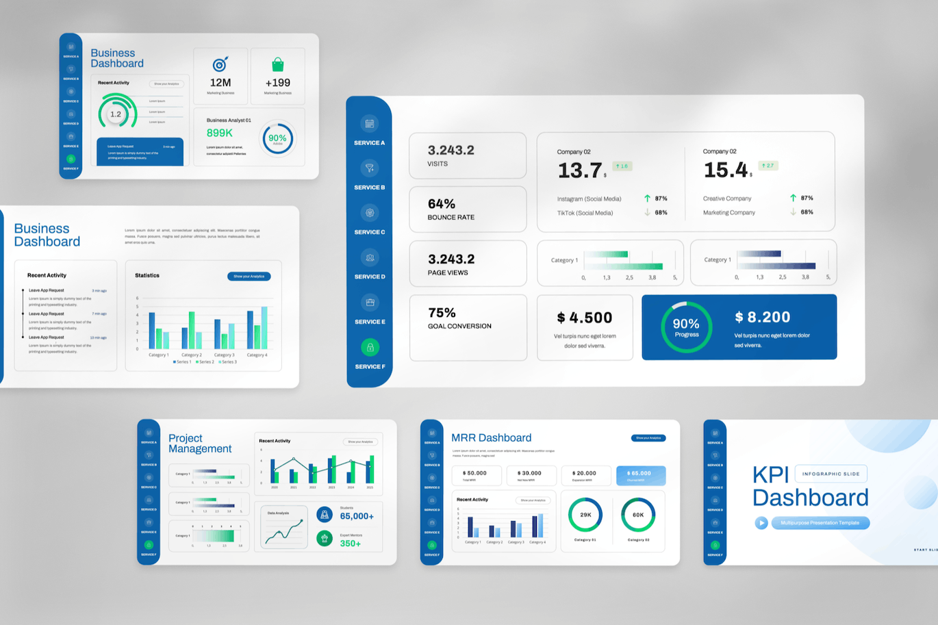 KPI 仪表板 PPT模版 (PPTX)