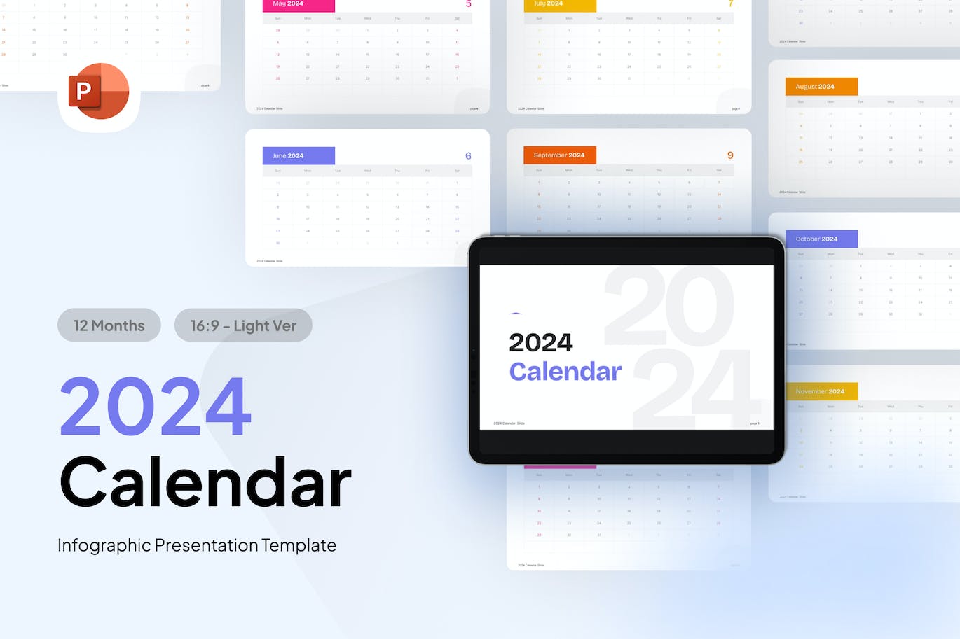 2024 年日历 PPT模版 (PPTX)