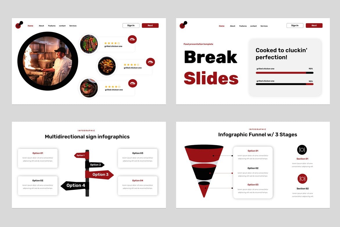 食品和餐厅 PPT模版 (PPTX,PPT)