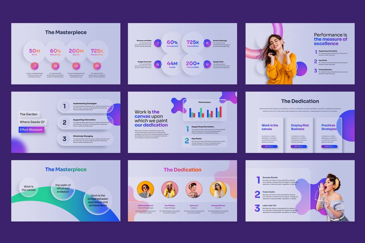 时尚多彩的业务PPT模版 (PPTX)