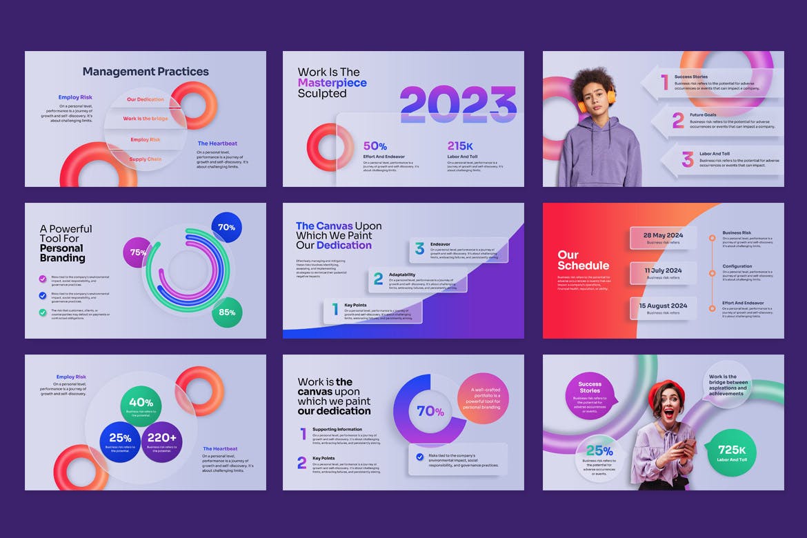 时尚多彩的业务PPT模版 (PPTX)