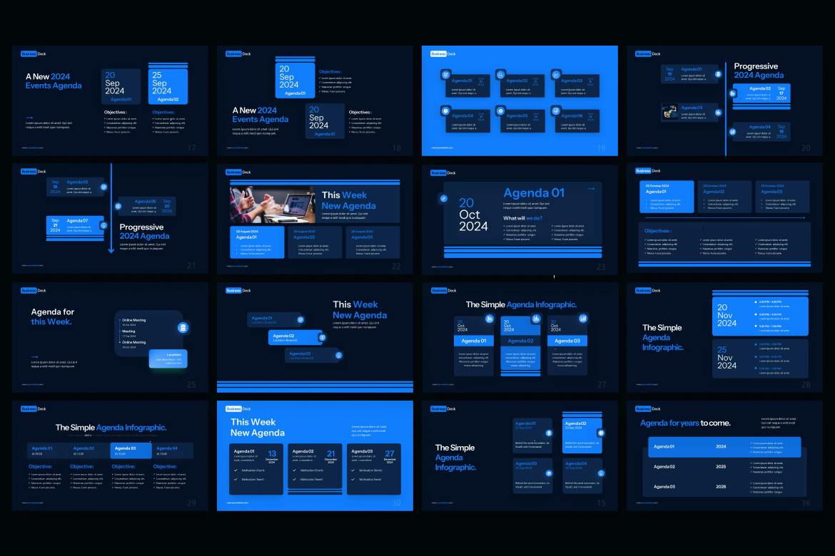 议程信息图表主题演讲PPT模版 (PPTX)