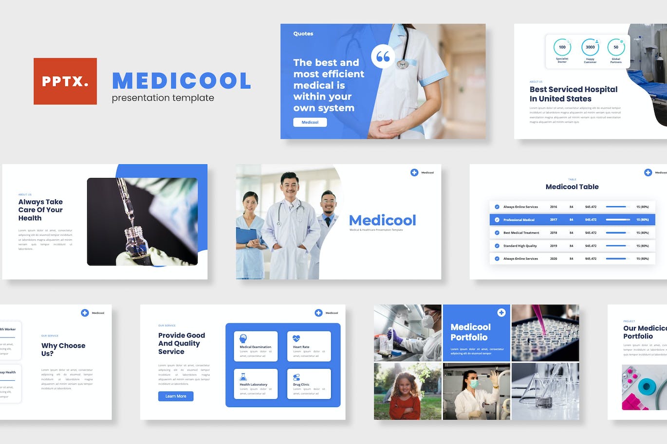 医疗服务相关PPT模版 (PPTX)