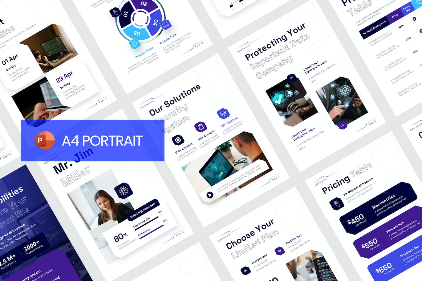 网络安全肖像PPT模版 (PPTX)