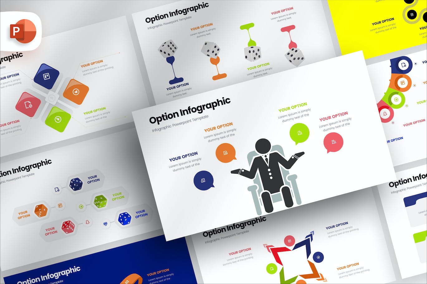 选项信息图表PPT模版 (PPTX)