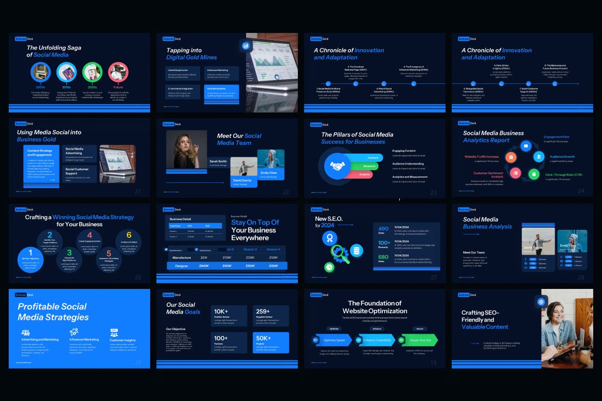 社交媒体和 SEO 图PPT模版 (PPTX)