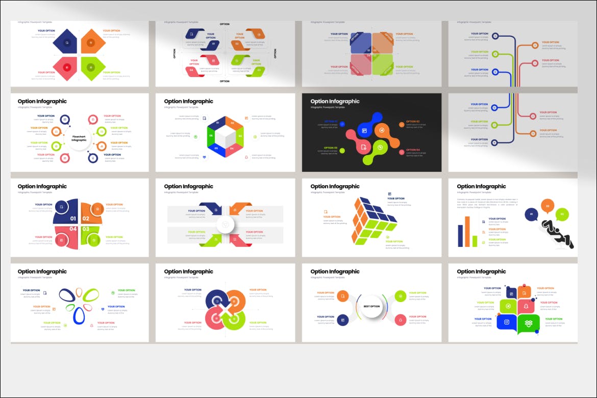 选项信息图表PPT模版 (PPTX)