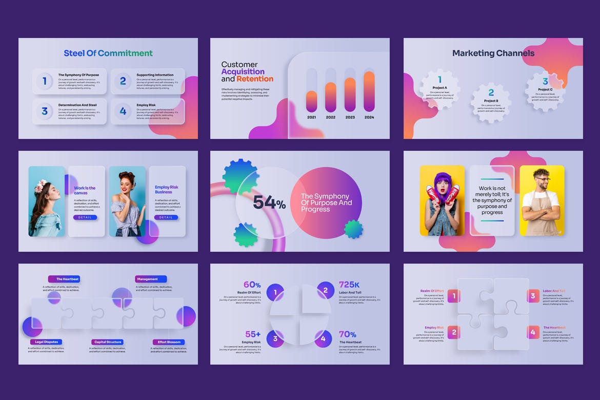 时尚多彩的业务PPT模版 (PPTX)