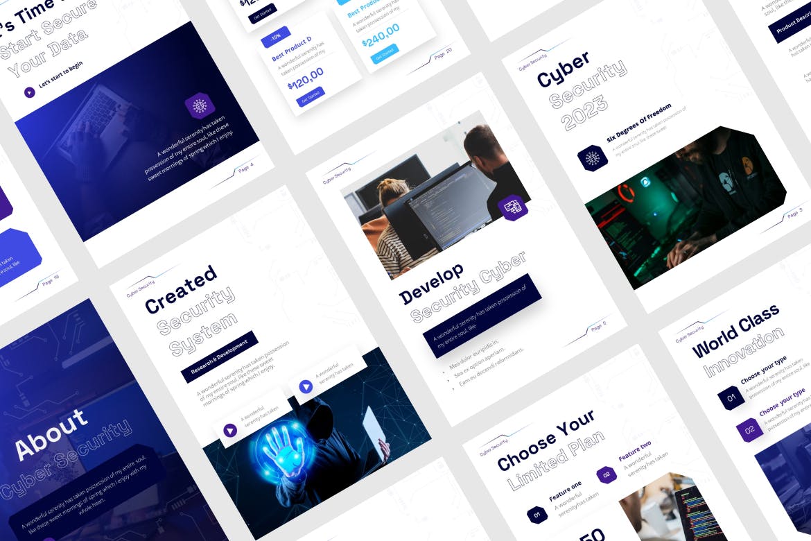 网络安全肖像PPT模版 (PPTX)