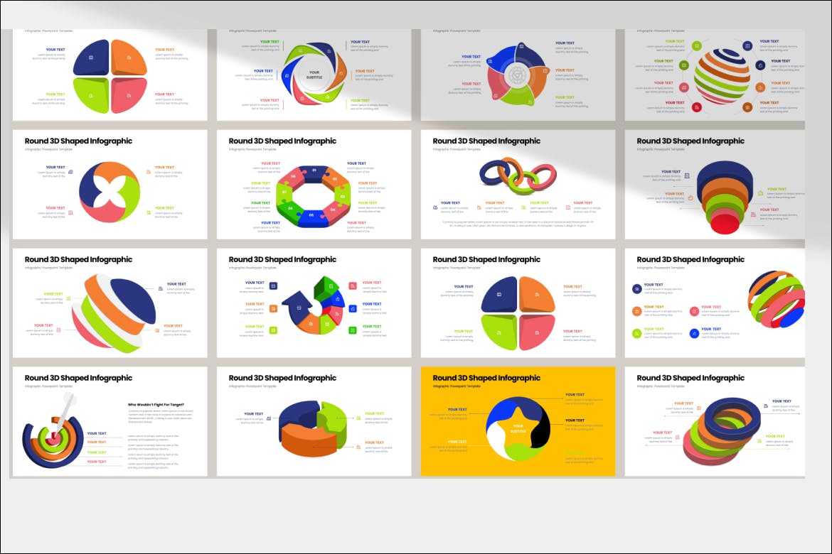 圆形 3D 形状信息图表PPT模版 (PPTX)