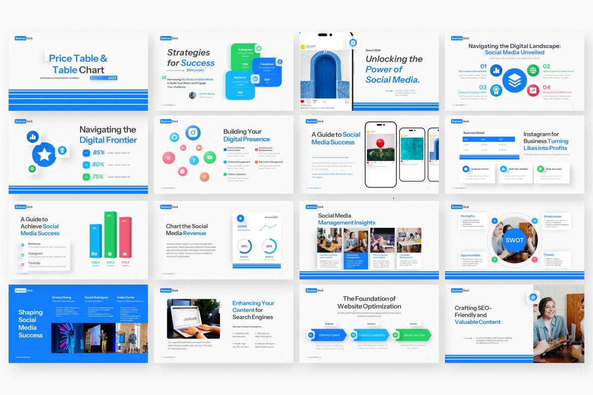 社交媒体和 SEO 图PPT模版 (PPTX)