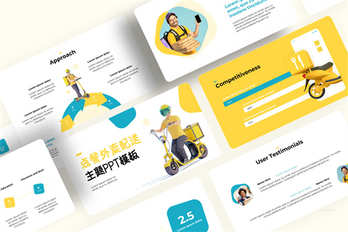 黄色点餐外卖配送服务PPT模板