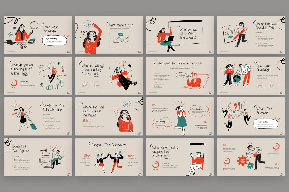 白板插图 PPT模版 (PPTX)