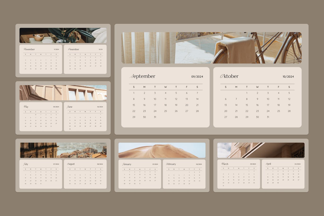 美学日历 2024 年PPT模版