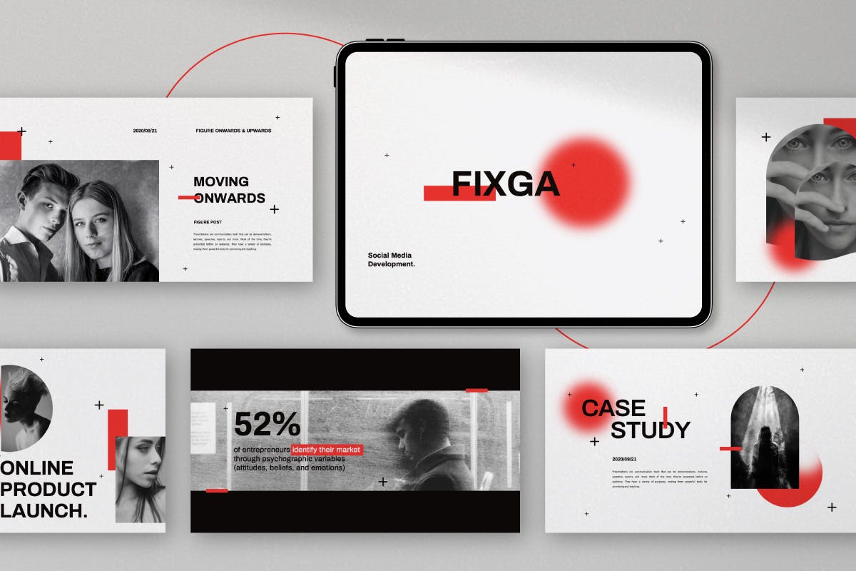 时尚简约社交媒体风格PPT幻灯片演示模板（pptx）