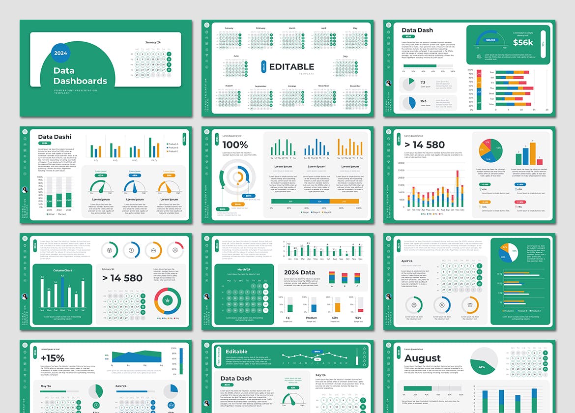 2024年数据仪表板PPT模版 (PPTX)