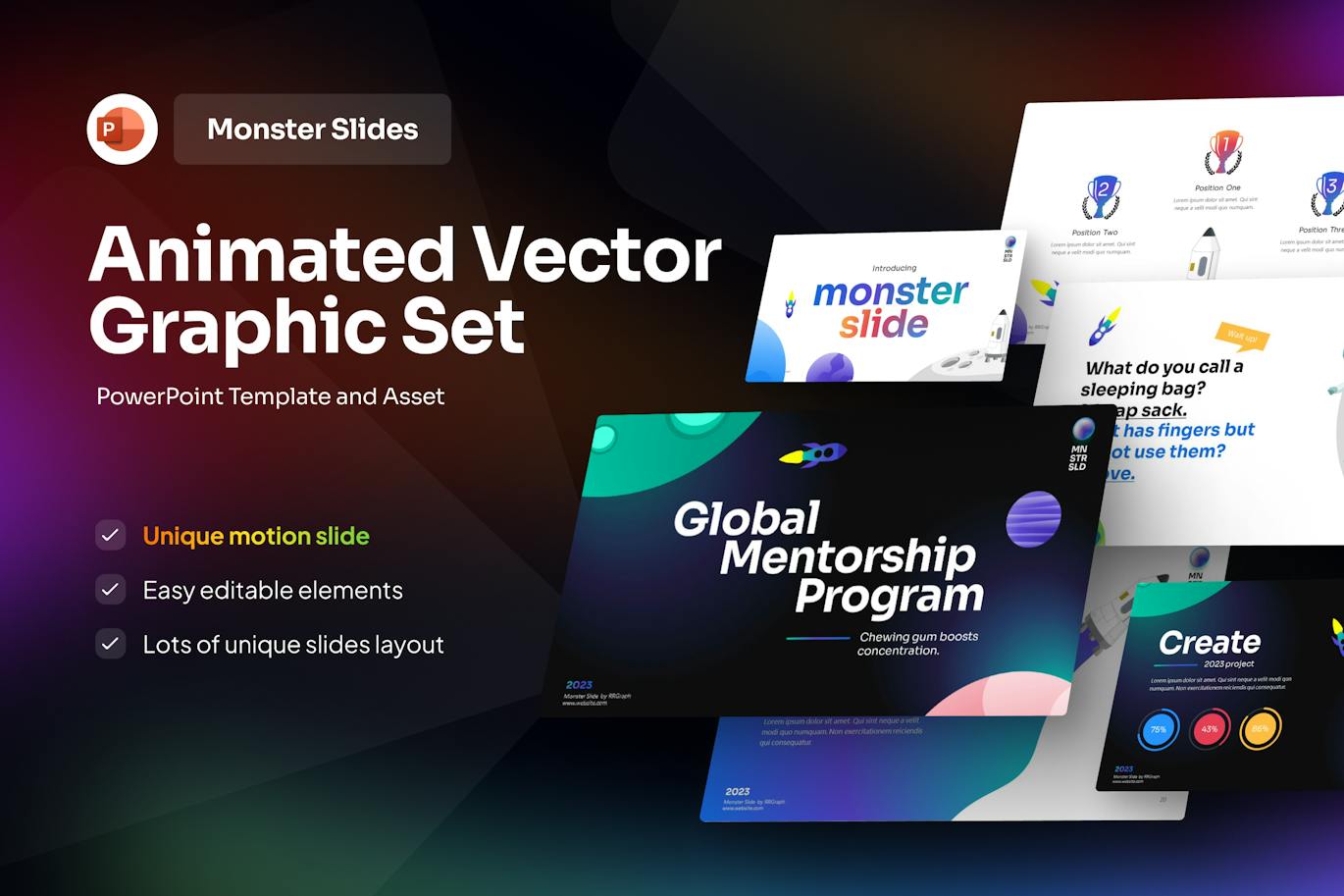 动画矢量图形PPT模版 (PPTX)