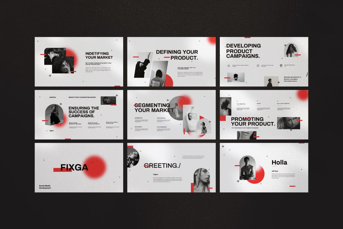 时尚简约社交媒体风格PPT幻灯片演示模板（pptx）