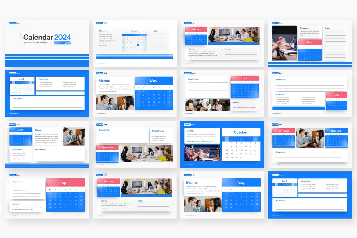 2024 年日历 PPT模版 (PPTX)