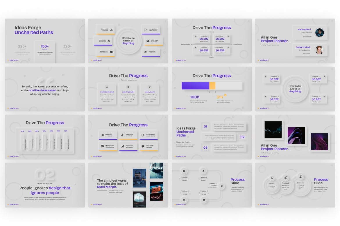 新拟态立体风信息图表PPT模版 (PPTX)