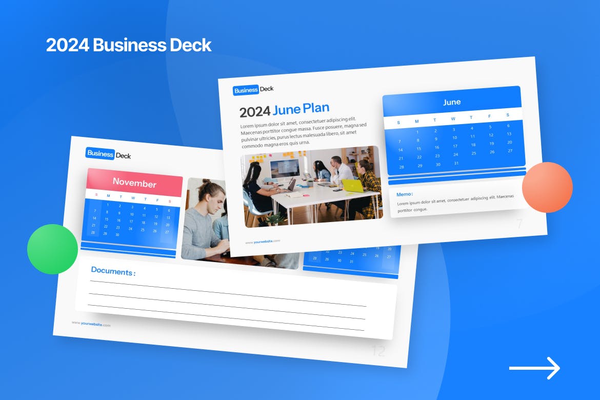 2024 年日历 PPT模版 (PPTX)