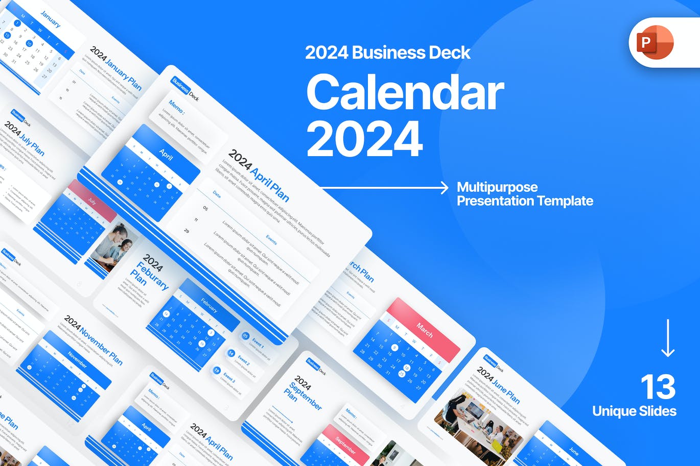 2024 年日历 PPT模版 (PPTX)