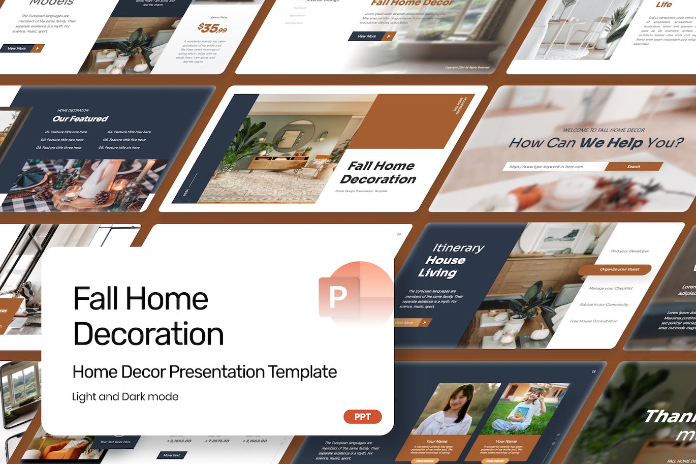 秋季家居装饰 – PPT模版 (PPTX)