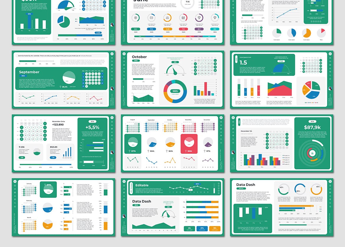 2024年数据仪表板PPT模版 (PPTX)