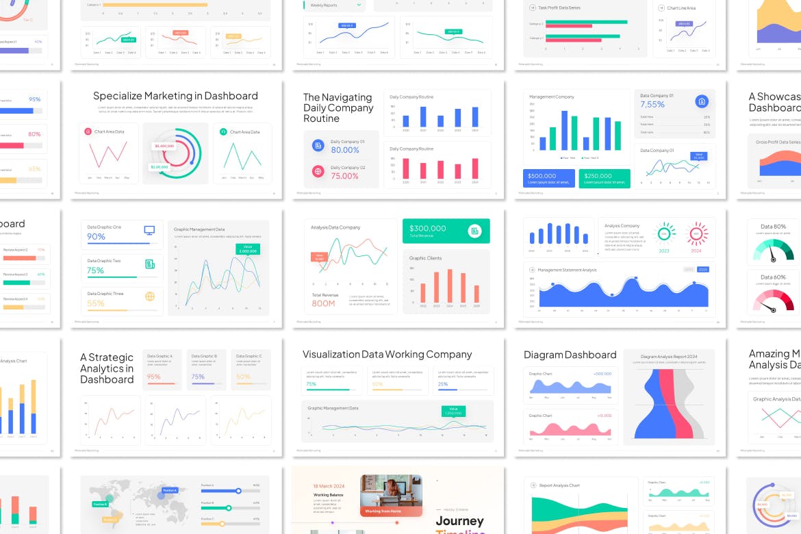 极简营销仪表板 PPT模版 (PPTX)