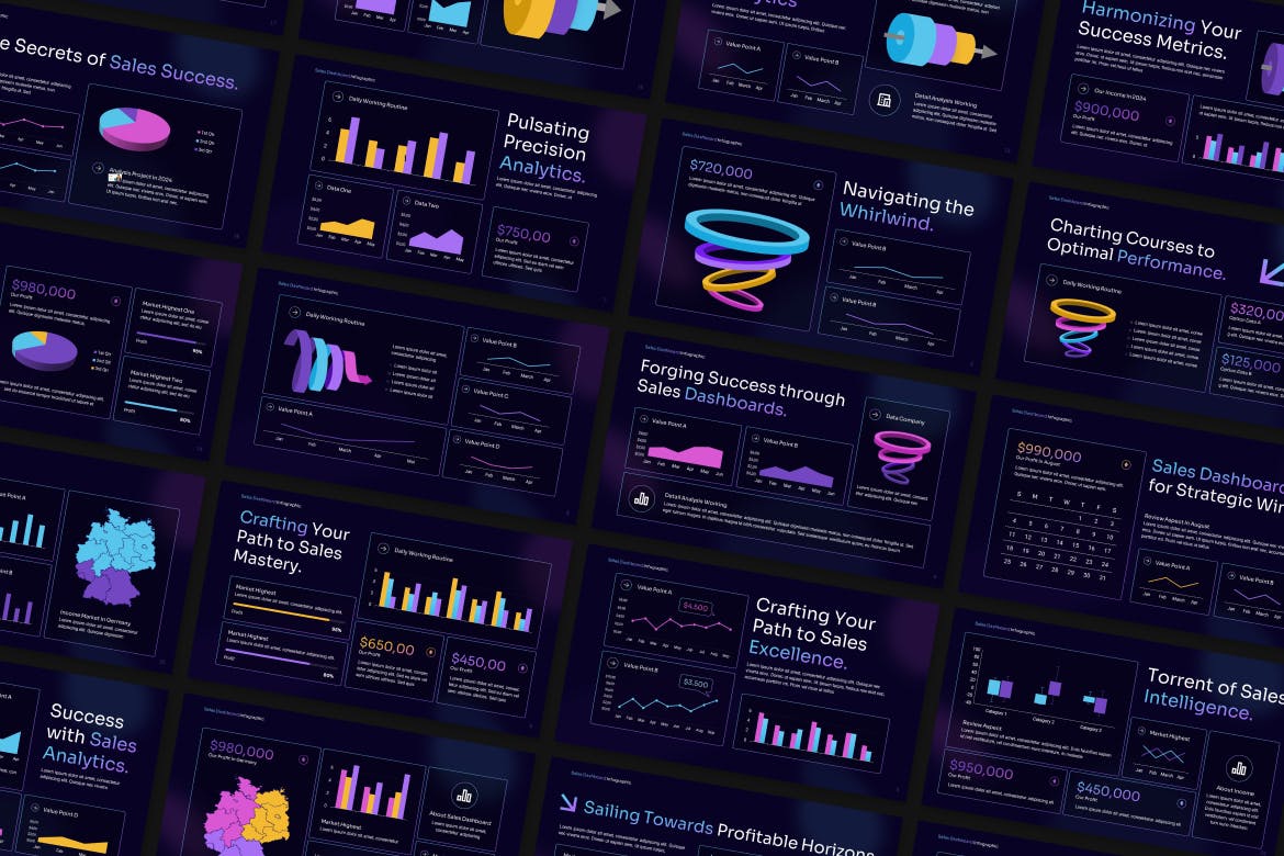 销售仪表板 PPT模版 (PPTX)