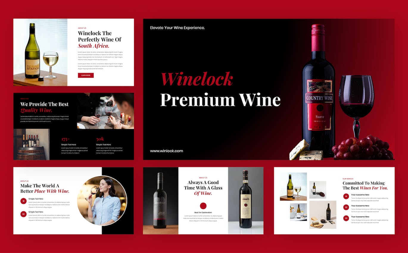 葡萄酒产品展示PPT模版 (PPTX)