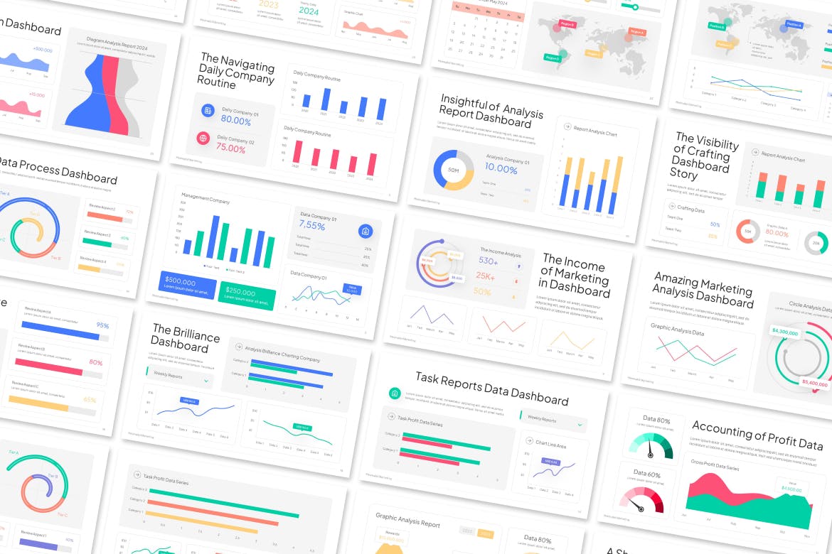 极简营销仪表板 PPT模版 (PPTX)
