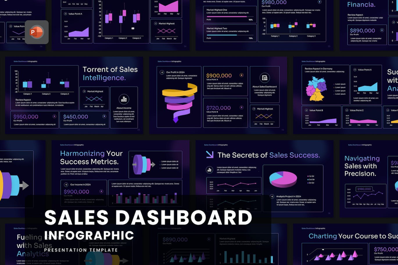 销售仪表板 PPT模版 (PPTX)