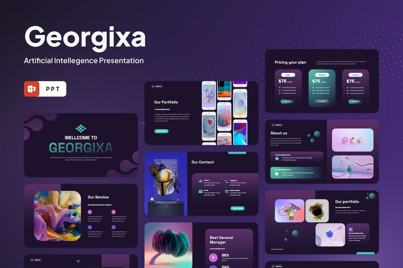 人工智能技术介绍  PPT模版 (PPTX)