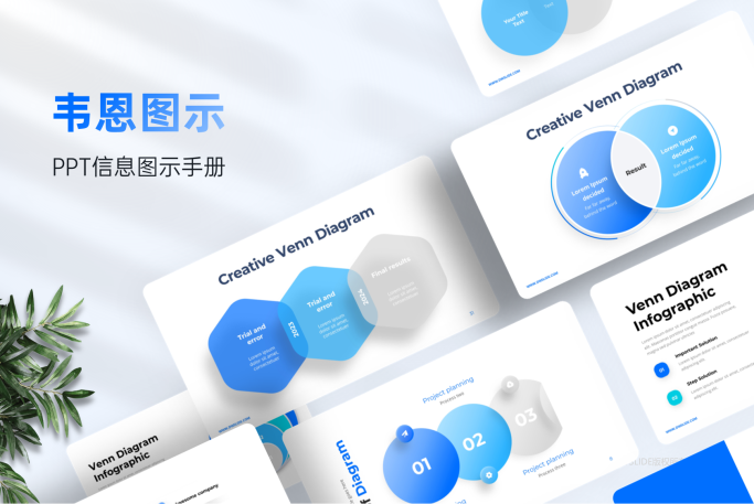 37张韦恩信息逻辑分析图示PPT模板