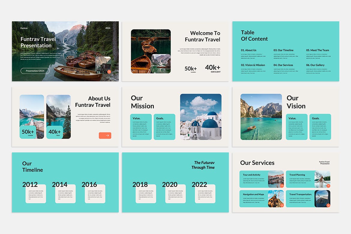 旅行简报PPT模版 (PPTX)