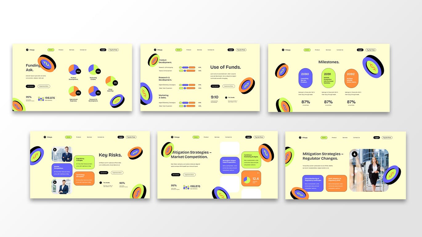 UI/UX 投资者推介材料 PPT模版 (PPTX,PPT)