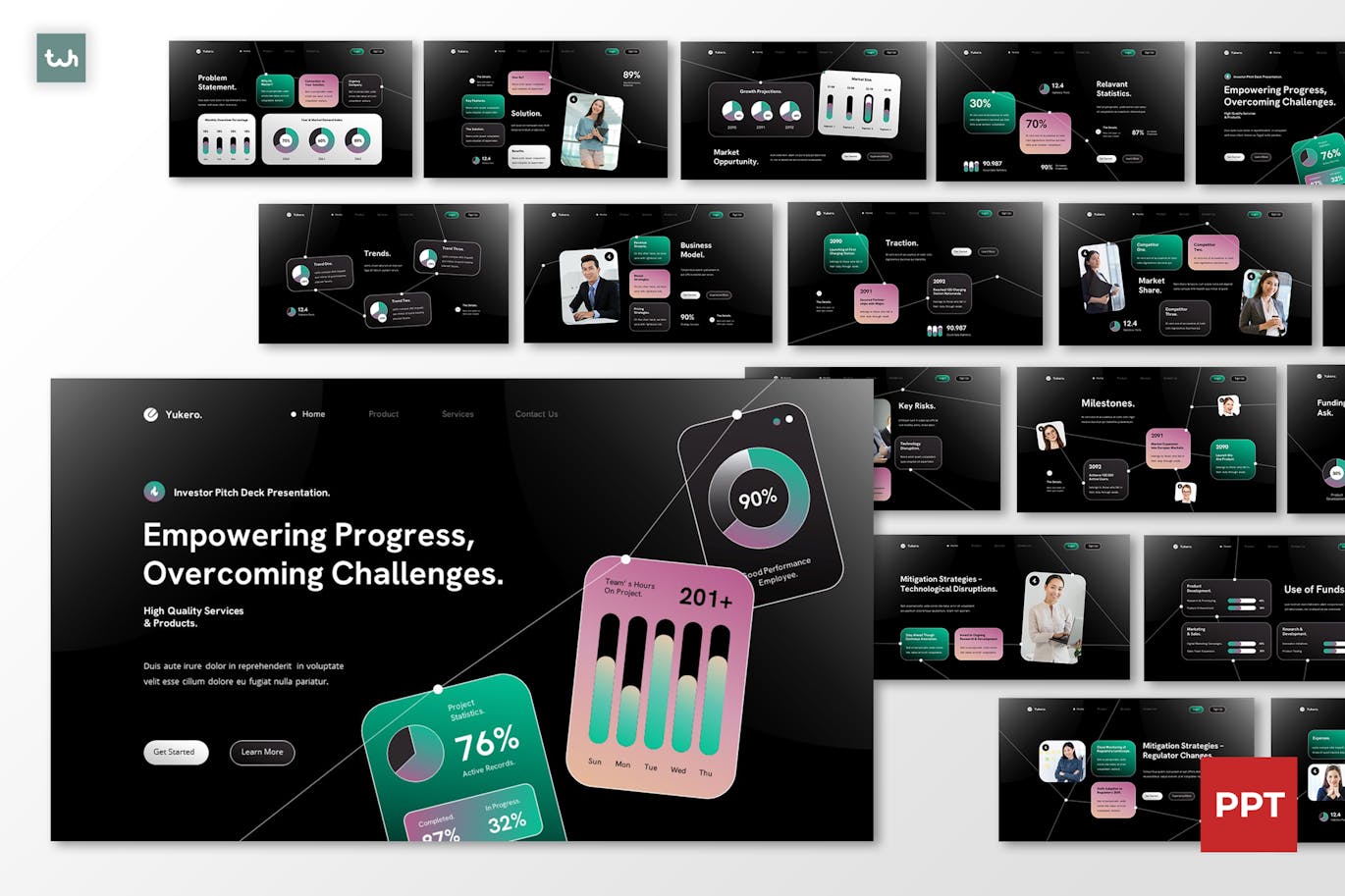 黑色创意投资PPT模版 (PPTX,PPT)