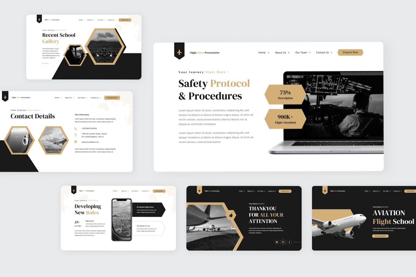 航空飞行学校PPT模版 (PPTX)