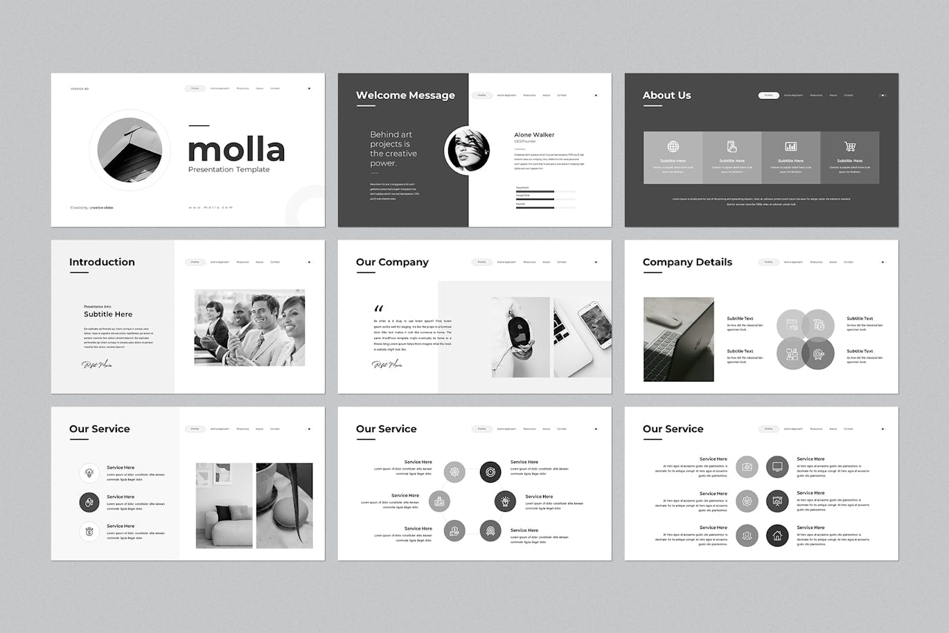 简洁的作品展示PPT模版 (PPTX)