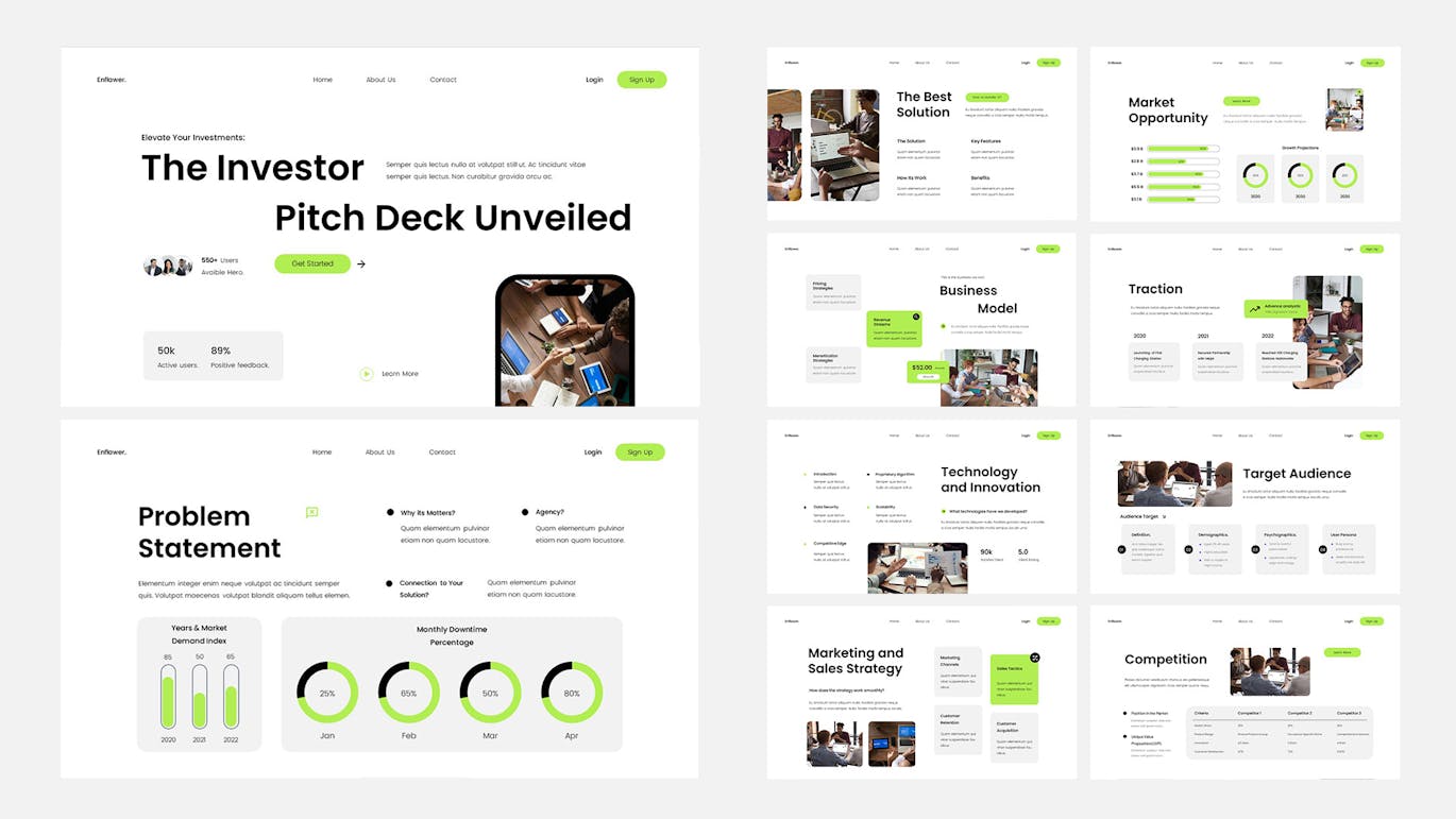绿色简约现代初创公司宣传演讲稿PPT模版 (PPT,PPTX)
