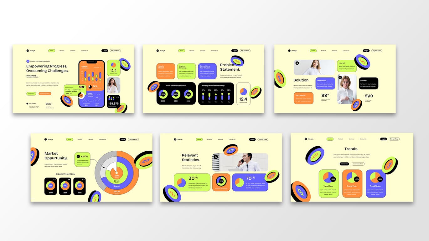 UI/UX 投资者推介材料 PPT模版 (PPTX,PPT)