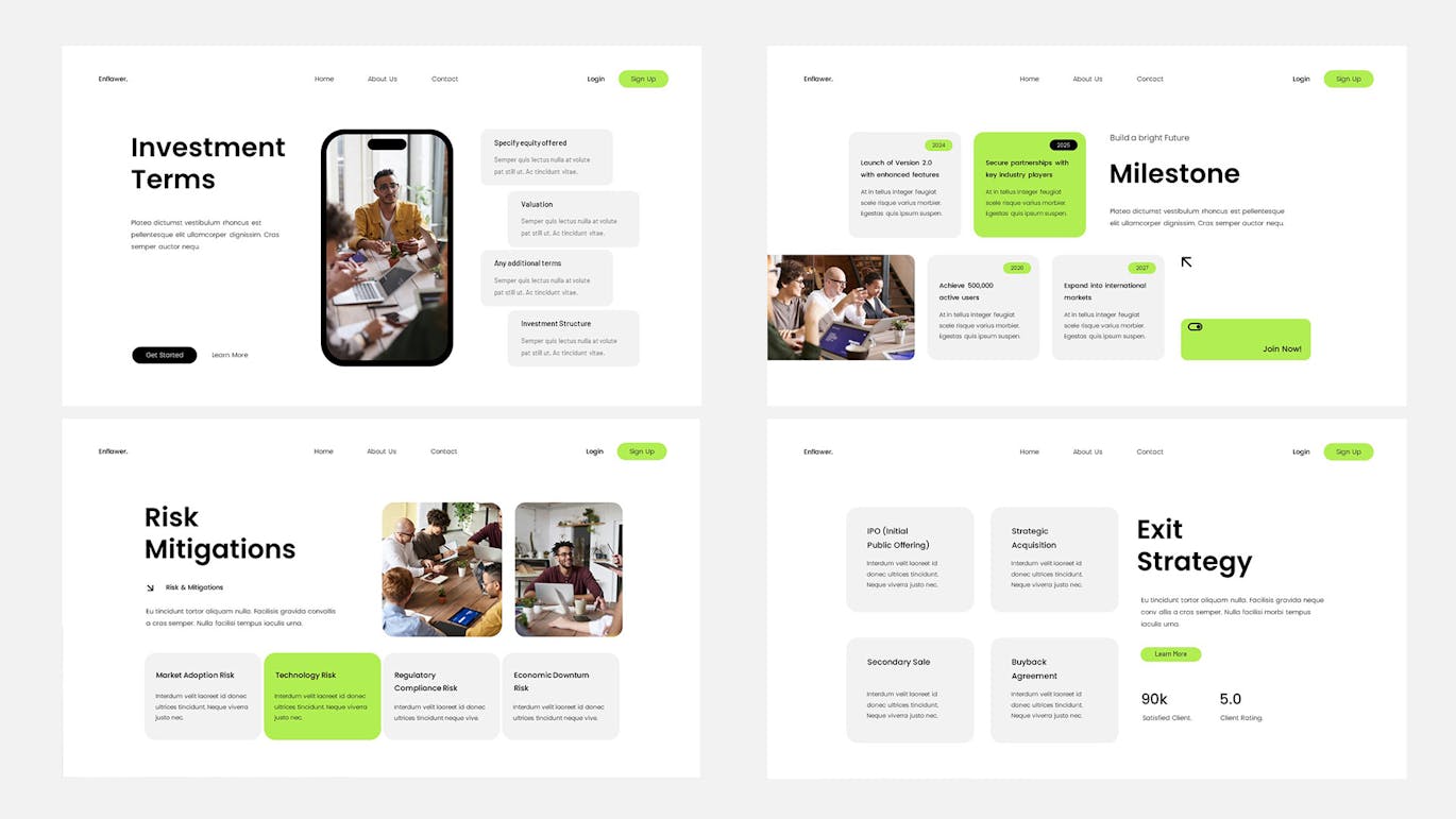 绿色简约现代初创公司宣传演讲稿PPT模版 (PPT,PPTX)