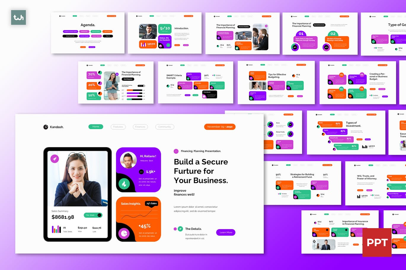 紫橙现代财务规划PPT模版 (PPTX,PPT)