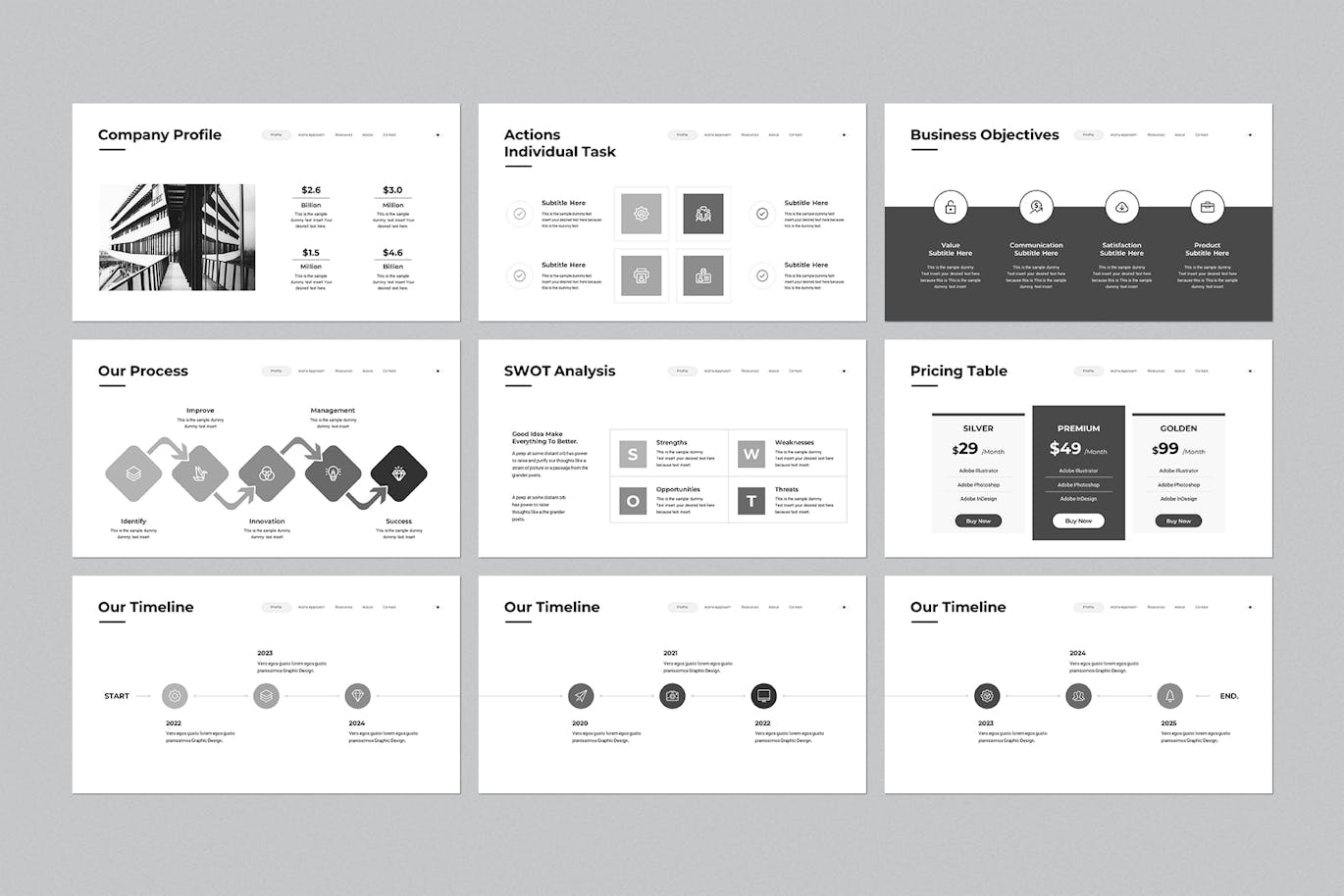 简洁的作品展示PPT模版 (PPTX)