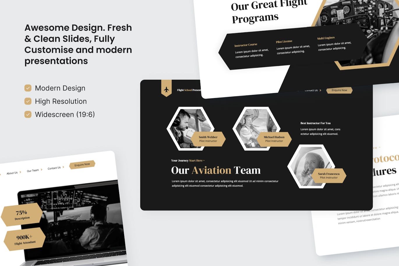 航空飞行学校PPT模版 (PPTX)