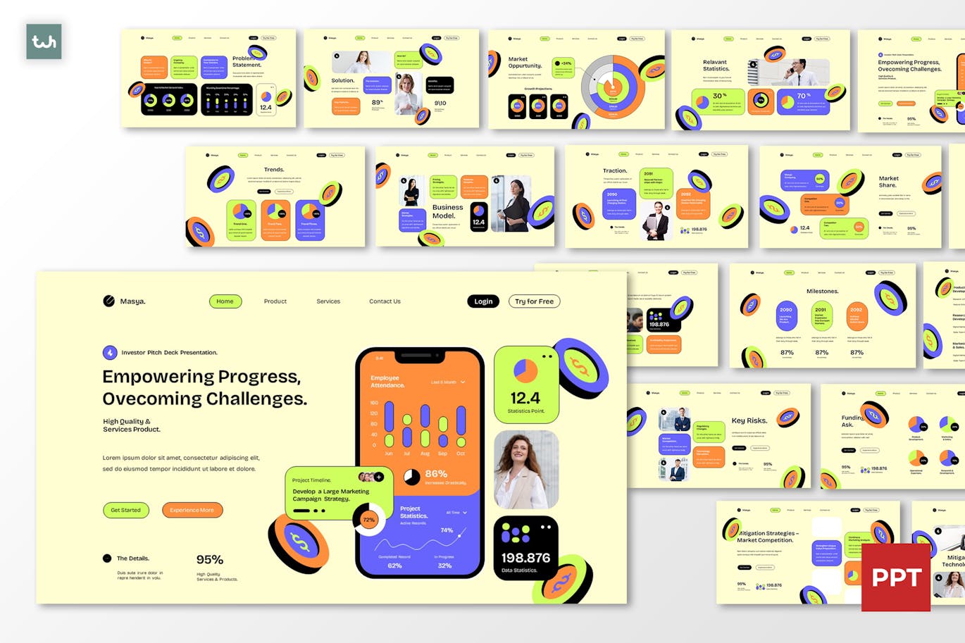 UI/UX 投资者推介材料 PPT模版 (PPTX,PPT)